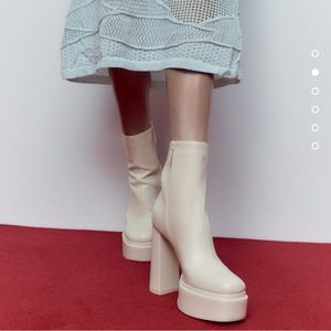 NYT Zara Platform Ankle Boots - White